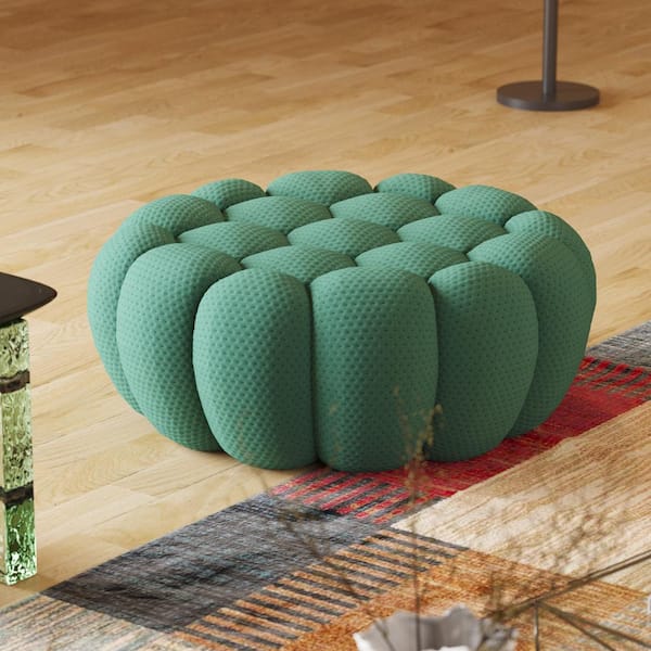 41.3 in W Armless 3D knitted fabric Curved Reclining Sofa Ottoman in. Green