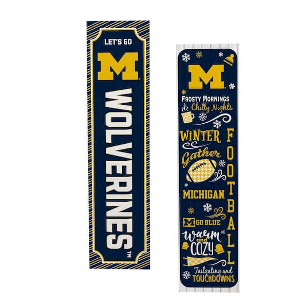 47 in. Double Sided Leaner Porch Sign, University Of Michigan, Winter Seasonal