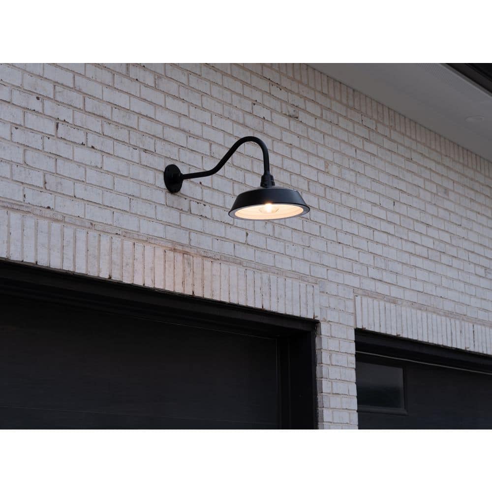 GAMA SONIC Cottage Black Solar Barn Light Wall Sconce, Outdoor