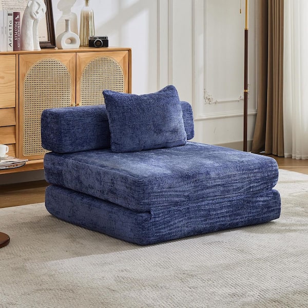 39.37 in. Armless Chenille fabric Compression Sectional Sofa in. Black