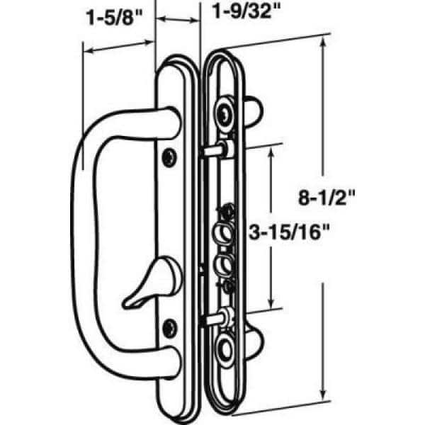 Prime-Line Patio door Mortise Style handle, Satin Nickel Diecast inside and  outside handles C 1286 The Home Depot