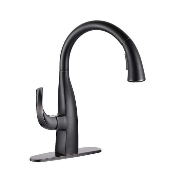 ALEASHA Single Handle Pull Down Sprayer Kitchen Faucet in Oil Rubbed Bronze