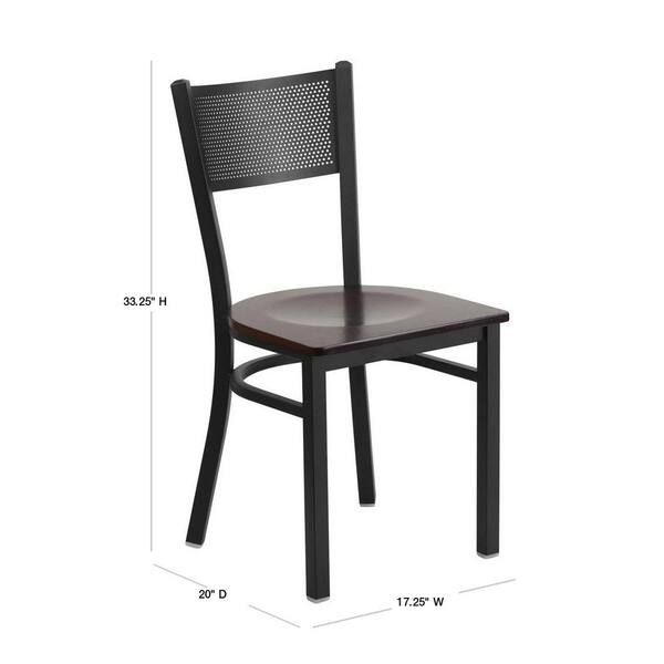 Flash Furniture Hercules Series Black Grid Back Metal Restaurant Chair with  Walnut Wood Seat XUDG615GRDWALW - The Home Depot