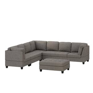 Alamo 34 in. Square Arm 5-piece Polyester Modular Sectional Sofa in. Dark Gray and Dark Brown