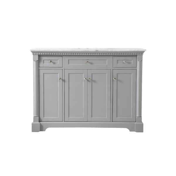 Unbranded Simply Living 48 in. W x 21.5 in. D x 35 in. H Bath Vanity in Grey with Carrara White Marble Top