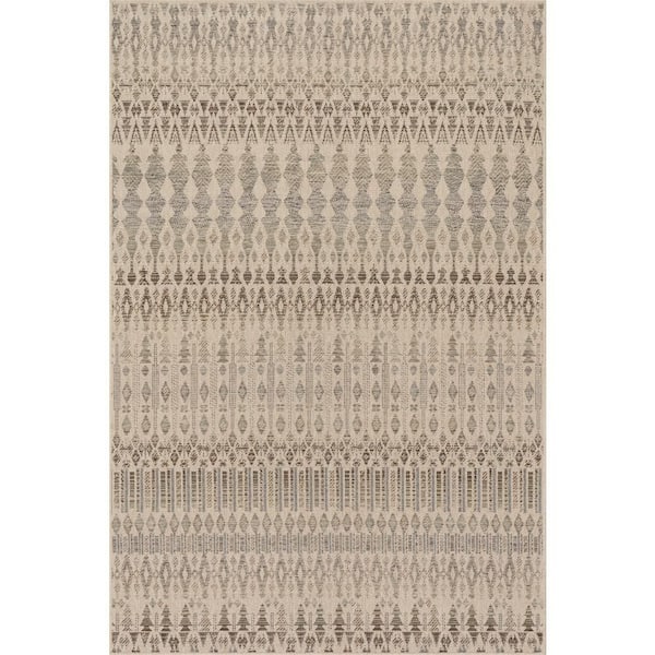 Zyrelia Bohemian Floral Area Sand 9 ft. x 12 ft. Indoor Area Rug