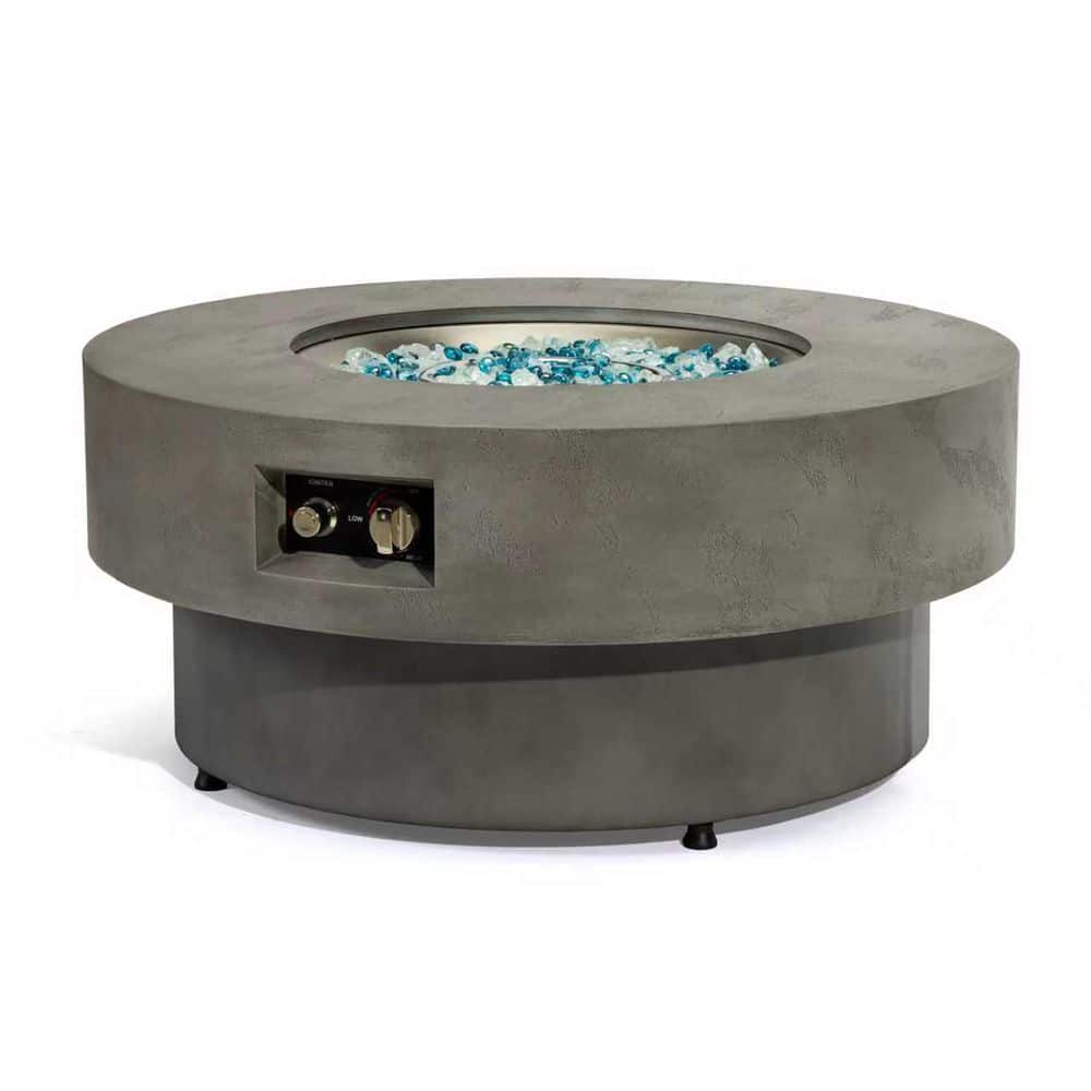 34 in. Round Propane Outdoor Fire Pit Table with Cement-Textured Surface for Patio and Backyard price history on PriceWatchPro