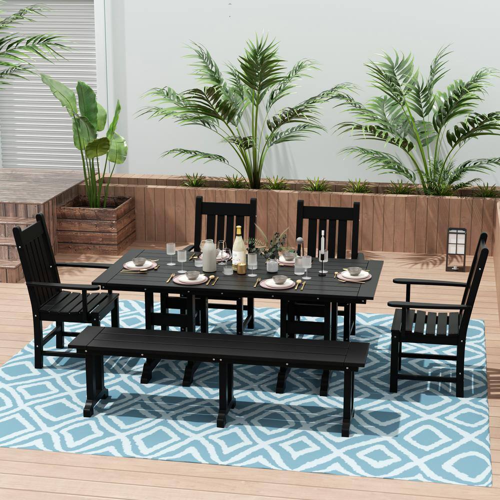 7 Pieces Patio Dining Sets Outdoor Furniture With Acacia Wood T