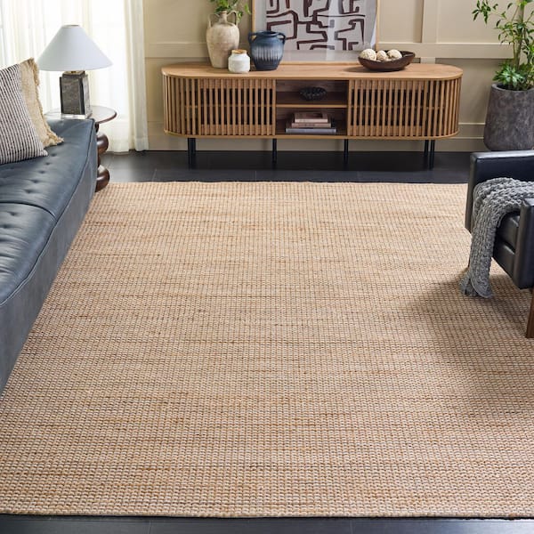 Natural Fiber 11 ft. x 15 ft. Natural/Beige Solid Woven Area Rug