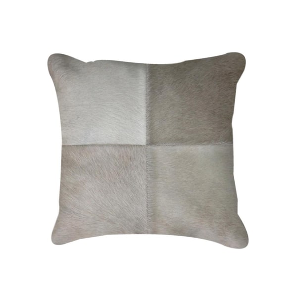 natural Torino Quattro Cowhide Gray Solid 18 in. x 18 in. Throw Throw Pillow