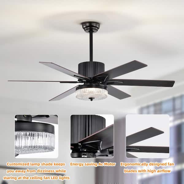 52 in. Smart Indoor/Outdoor Black Ceiling Fan with LED Lights and