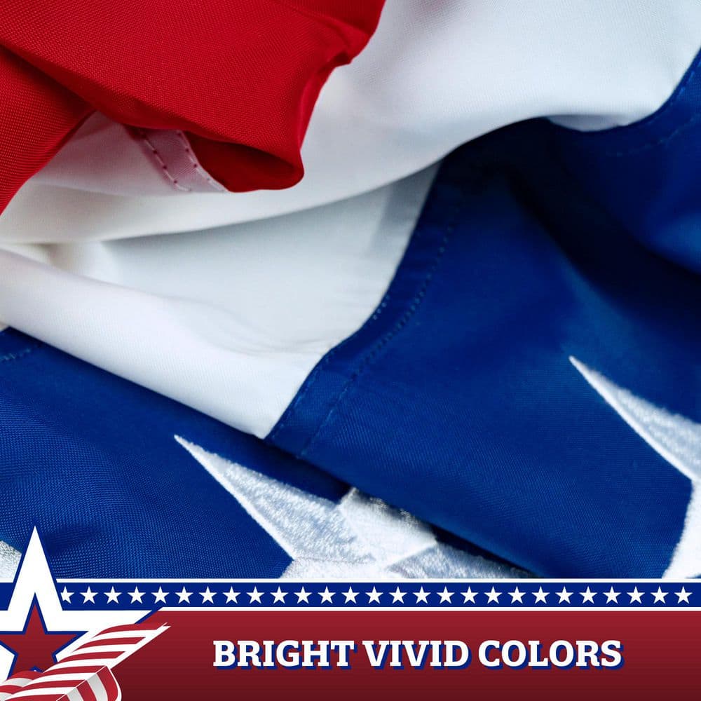 Large Patriotic Pleated Fan Flag with Embroidered Stars