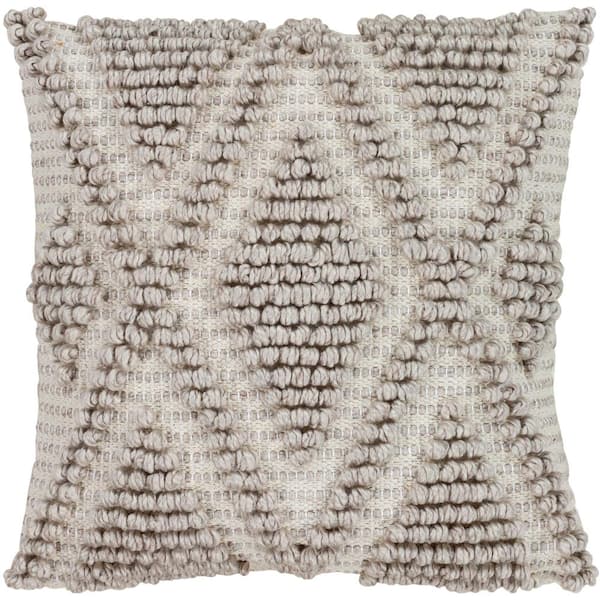 Livabliss Kirkwall Gray Graphic Textured Polyester 18 in. x 18 in. Throw Pillow