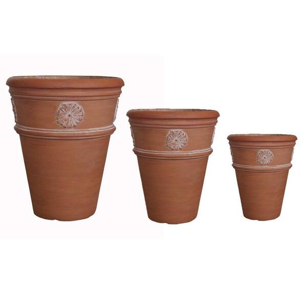 MPG White Washed Terracotta Composite Flower Pots (Set of 3)