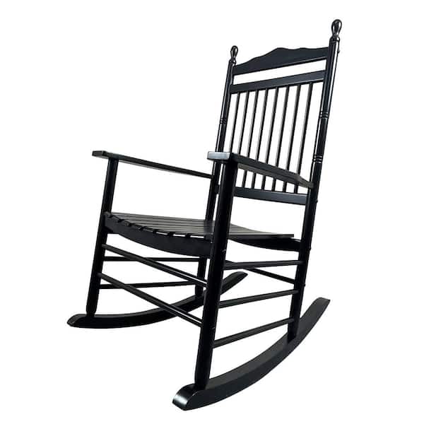 GAWEZA Black Wood Outdoor Rocking Chair