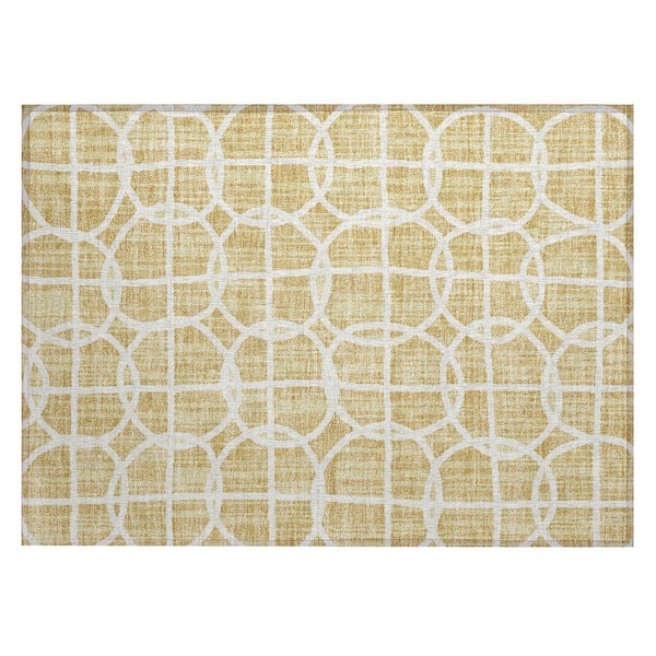 Chantille Machine Washable Indoor/Outdoor Abstract ACN2769 Gold 2 ft. x 3 ft. Accent Rug
