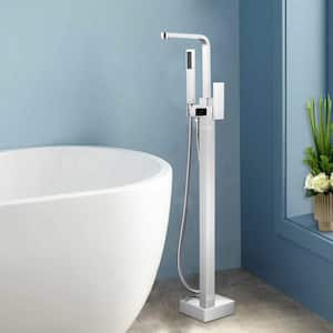 1-Handle Freestanding Tub Faucet with Handheld Shower Head in Chrome