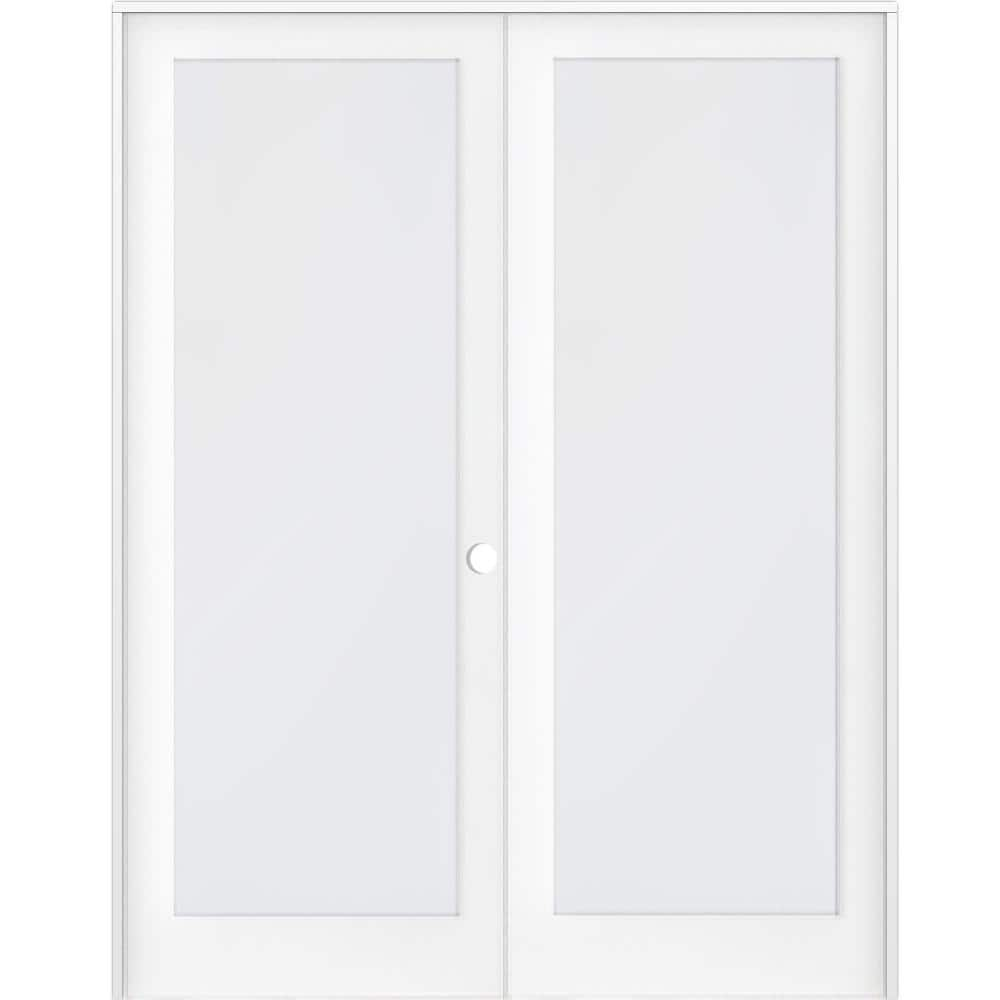 Krosswood Doors 56 in. x 96 in. Craftsman Shaker 1-Lite Satin Etch Left ...