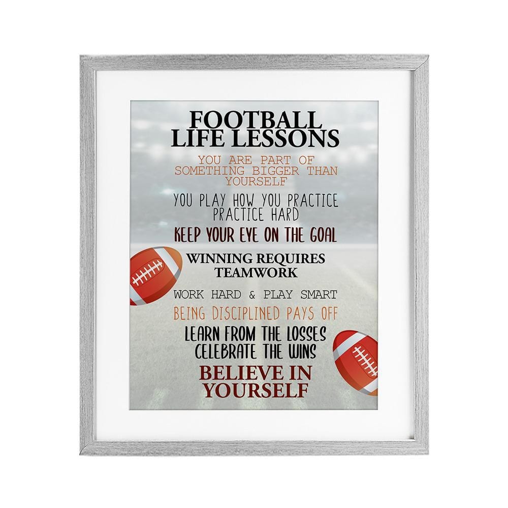 Football Life Lessons by Kim Allen Gray Framed Sports Graphic Art Print 16 in. x 13 in. price history on PriceWatchPro