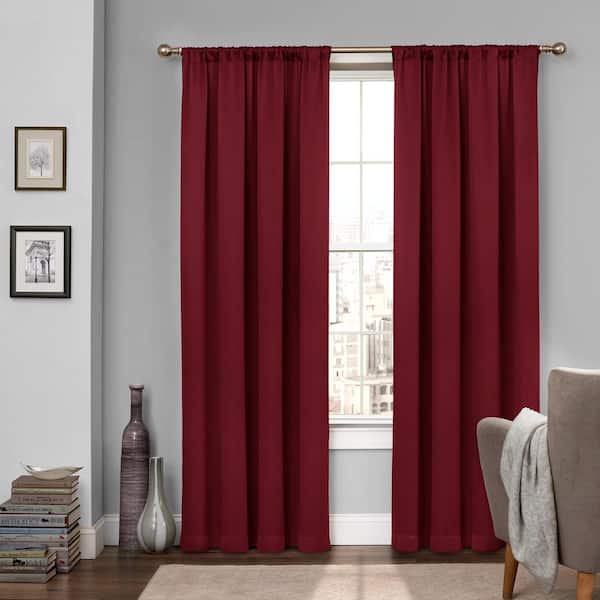 Eclipse Tricia Sangria Solid Polyester 52 in. W x 95 in. L Room Darkening Single Rod Pocket Curtain Panel