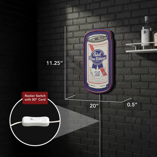 American Art Decor 20 in. x 11.25 in. Blue Pabst Blue Ribbon Can