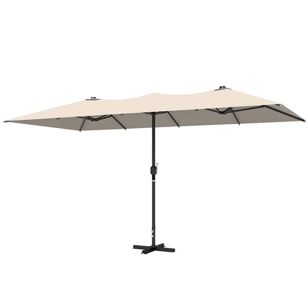 15 ft. x 9 ft. Metal Double-Sided Rectangle Market Patio Umbrella with Cross-shaped Base in Sand price history on PriceWatchPro
