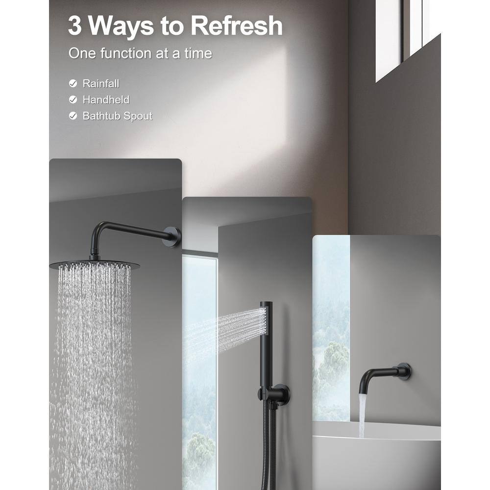 Matte Black Adjustable Rainfall Shower Head Set with Handheld Spray