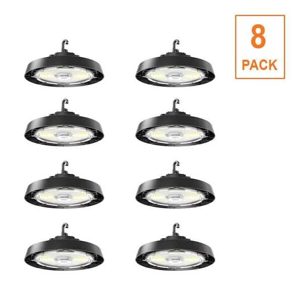 8-Pack 11 in. 400-Watt Equivalent LED Black High Bay Light 22500LM 100W 120W 150W 3000K 4000K 5000K 120-277V Dimmable