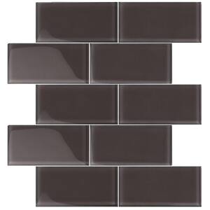 Ash Gray 3 in. x 6 in. Matte Finished Glass Mosaic Tile (5 sq. ft./Case)