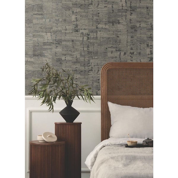 Black Pop The Cork Charcoal Non-Pasted Non-Woven Metallic Wallpaper