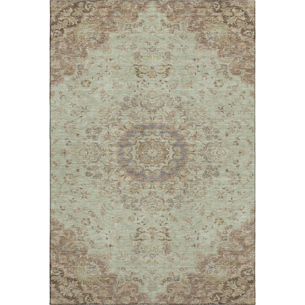 Mayfield Premium Machine Washable Abstract AMF2543 Sage 10 ft. x 14 ft. Area Rug
