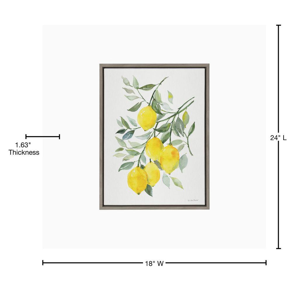 Gray and Yellow Lemon Citrus Canvas Wall Art