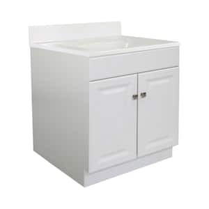 Wyndham 30 in. W x 21 in. D Bath Vanity in White w/ 4 in. Centerset Ivory Swirl Vanity Top