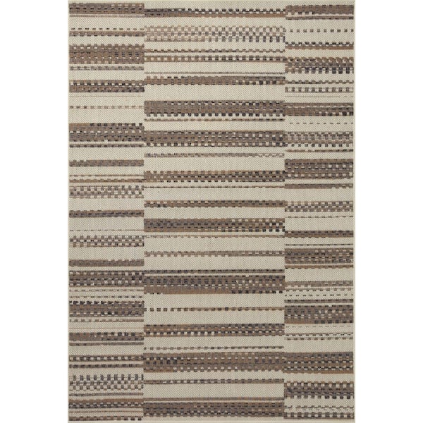 Loloi Loloi Rainier Ivory/Taupe 3'-11" x 5'-11" Indoor/Outdoor Area Rug