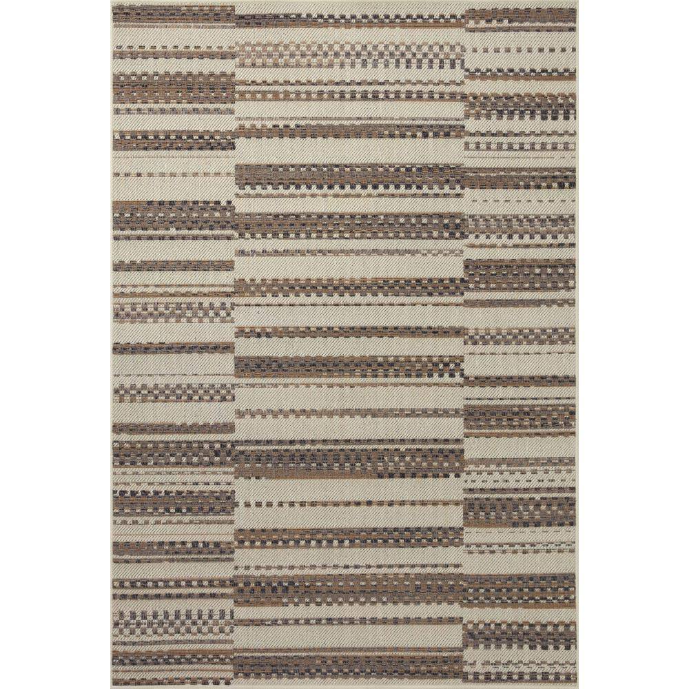 Ivory and Gray Geometric Low Pile Outdoor Area Rug