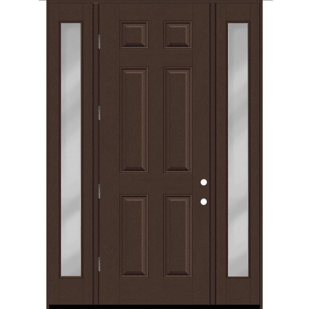 Regency 68 in. x 96 in. 6-Panel RHOS Chestnut Stain Mahogany Fiberglass Prehung Front Door w/ Clear 14 in. SLs 4-9/16 price history on PriceWatchPro