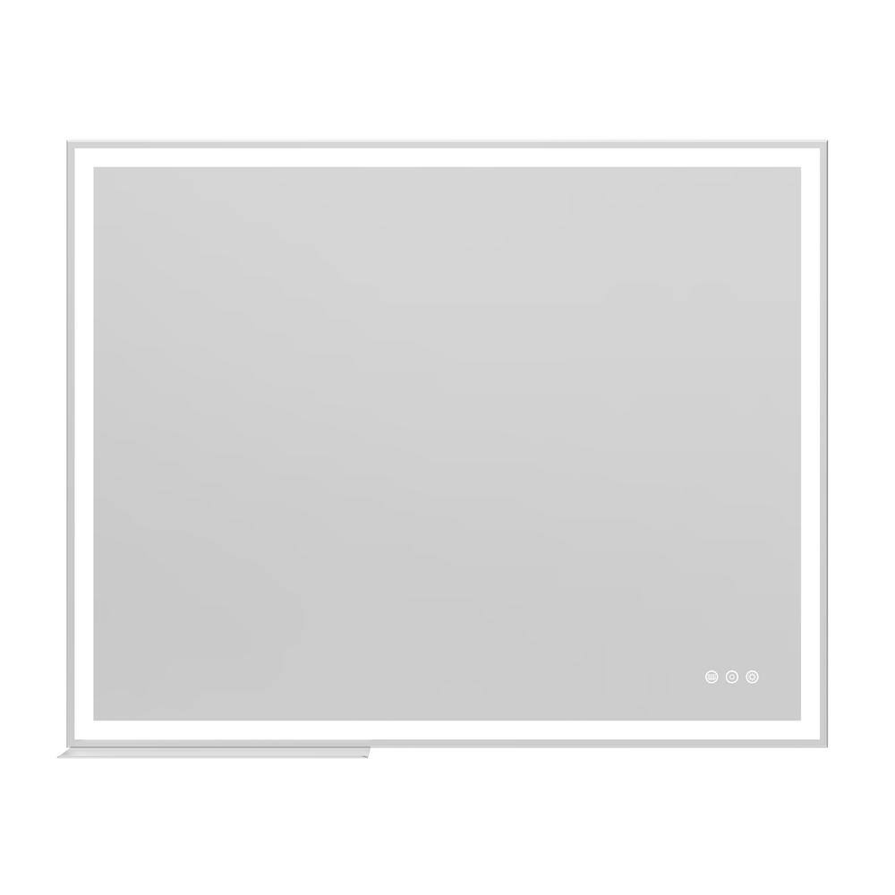 32 in W x 40 in. H Silver Rectangular LED Anti-Fog Touch Switch Wall Mirror