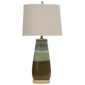 34 in. Millville Table Lamp with White Hardback Fabric Shade