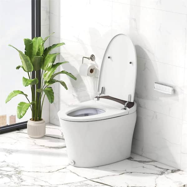 Smart Toilet Round Bidet Toilets 4.38LPF/1.16GPF in White with 1000 Gram MaP Flushing Score