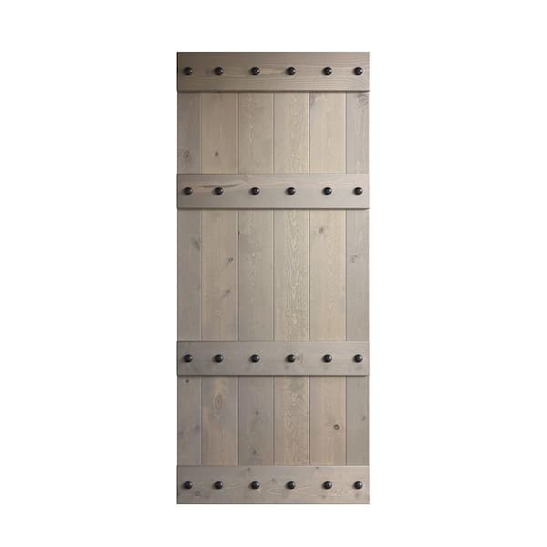 COAST SEQUOIA INC Castle Series 36 in. x 84 in. Light Gray Finish Knotty Pine Wood Barn Door Slab