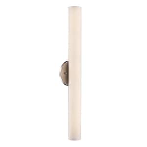 Jasper 30-Watt Brushed Nickel Integrated LED Wall Sconce Light Fixture with Round Frosted Glass