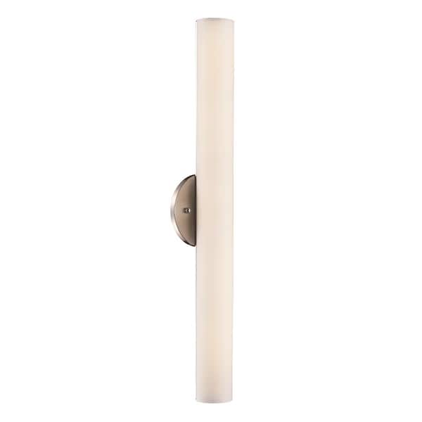 Bel Air Lighting Jasper 30-Watt Brushed Nickel Integrated LED Wall Sconce Light Fixture with Round Frosted Glass
