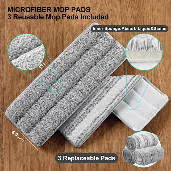 Turbo Mops Reusable Floor Mop Pads - Pack of 4 Machine Washable