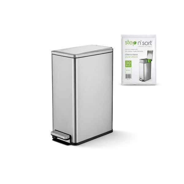 Slim Design Dual Trash and Recycling Bin, 2 x 6 Gal with Custom Liners