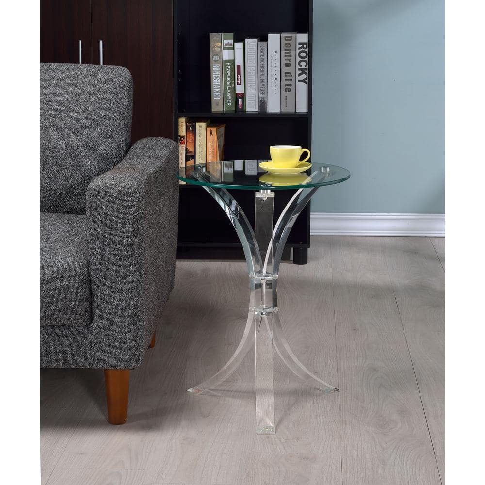Contemporary 18'' White Round Acrylic Accent Table
