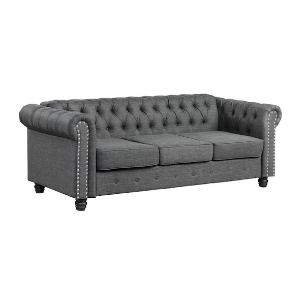 Morden Fort 82 in. Round Arm 3-Seater Removable Cushions Sofa in Blue ...