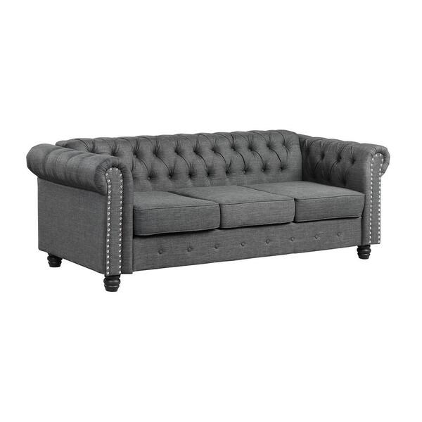 Morden Fort 82 in. Round Arm 3-Seater Removable Cushions Sofa in Blue