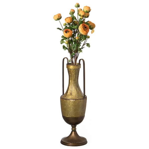 Metal Bud Vase, Large, Antique Gold finish