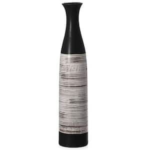 47 in. Handcrafted Black and White Waterproof Ceramic Floor Vase - Neat Classic Bottle Shape