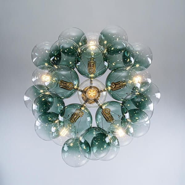HUOKU Alma 6-Light 24.8 in.W Brass and Black Cluster Bubble